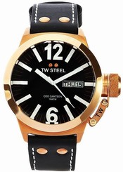 TW Steel CE1021 Men's CEO Canteen Rose Gold Steel Black Dial Black Strap Watch