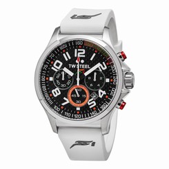TW Steel Chronograph Black Dial White Rubber Men's Watch TW428