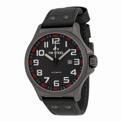 TW Steel TWA961 Pilot Automatic 48mm Black Dial Black Leather Men's Watch