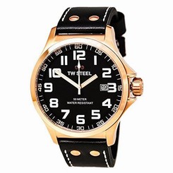 TW Steel Men's Pilot Rose Gold PVD Black Watch TW417