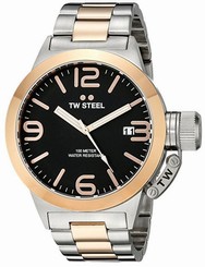 TW Steel Men's CB131 Canteen 45mm Quartz Two-Tone Black Dial Watch