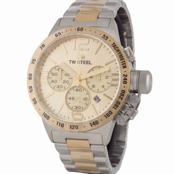 NEW TW Steel Canteen Bracelet CB53 Steel Yellow Gold Tone Chronograph Watch