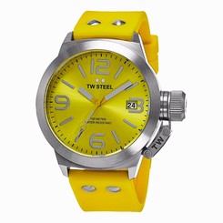TW Steel Unisex 'Canteen' Yellow Rubber Strap Quartz Watch TW520