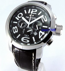 TW STEEL MEN JAPAN MOVEMENT CHRONOGRAPH SOLID STAINLESS STEEL 45mm LEATHER TW50
