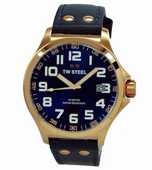NEW TW Steel Pilot TW404 Navy Blue & Rose Gold 45mm Men's Watch