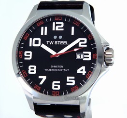 TW STEEL MEN WATCH JAPAN QUARTZ SOLID STAINLESS STEEL 45mm LEATHER TW410