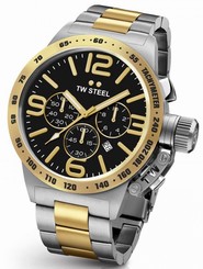 Mens TW Steel 45mm Canteen Silver Gold Stainless Steel Chronograph Watch CB43