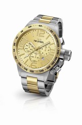 Mens TW Steel 45mm Canteen Silver Gold Stainless Steel Chronograph Watch CB53