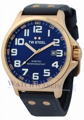 TW Steel Pilot TW405 Men's 48MM Rose Gold & Blue Leather Watch New in Box