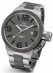 TW Steel Canteen Mens Silver & Grey 50mm Automatic Watch Grey Dial CB206