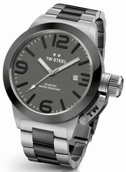 TW Steel Canteen Men's Silver & Grey 50mm Quartz Watch Grey Dial (CB202)