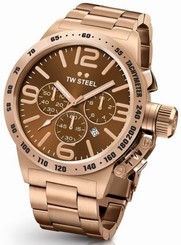 TW Steel Canteen Men's Rose Gold 45mm Chronograph Watch Brown Dial (CB193)