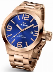 TW Steel Canteen Men's Rose Gold 50mm Quartz Watch Blue Dial (CB182)
