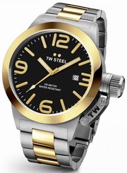 TW Steel Canteen Men's Silver & Gold 50mm Quartz Watch Black Dial (CB42)