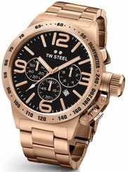TW Steel Canteen Men's Rose Gold 50mm Chronograph Watch Black Dial (CB174)