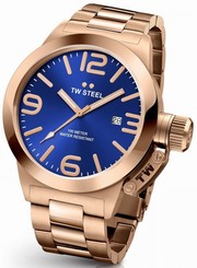 TW Steel Canteen Men's Rose Gold 45mm Quartz Watch Blue Dial (CB181)