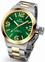 TW Steel Canteen Men's Silver & Gold 45mm Quartz Watch Green Dial (CB61)