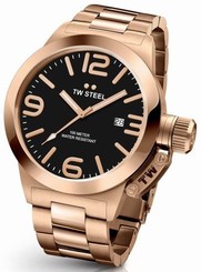TW Steel Canteen Men's Rose Gold 45mm Quartz Watch Black Dial (CB171)