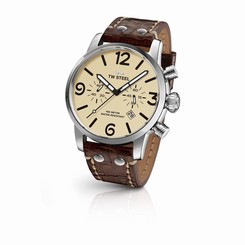 AUTHORIZED DEALER TW STEEL MS24 Brown Leather Cream Dial 48mm Maverick Watch