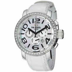 TW Steel Men's 'Grandeur' Mother Of Pearl Dial White Strap Watch TW54