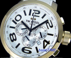TW STEEL MEN JAPAN MOVEMENT CHRONOGRAPH YELLOW GOLD LAYERED 45mm LEATHER TW55 8718215080534