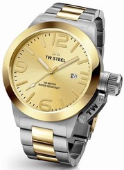 TW Steel Canteen Men's Silver & Gold 45mm Quartz Watch Gold Dial (CB51)