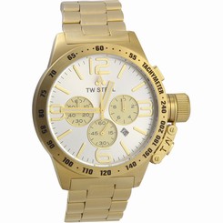 Tw Steel Cb84 Mens Stainless Steel Case Canteen Bracelet Silver Dial Gold Watch