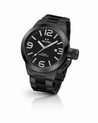 Mens TW Steel 45mm Canteen Black Stainless Steel Black Dial Date Watch CB211