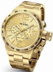 TW Steel Canteen Men's Gold 45mm Chronograph Watch Gold Dial (CB103)