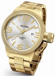 TW Steel Canteen Men's Gold 50mm Automatic Movement Watch Silver Dial (CB86)