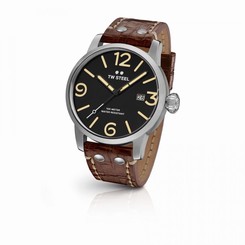 AUTHORIZED DEALER TW STEEL MS2 Brown Leather Strap 48mm Black Dial Watch