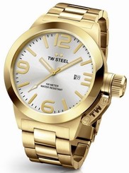 TW Steel - Canteen Collection - Men's Gold 45mm Quartz Watch Silver Dial (CB81)