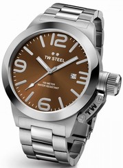 TW Steel - Canteen Collection - Men's Silver 45mm Quartz Watch Brown Dial (CB21)