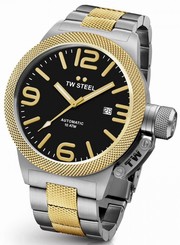 TW Steel Canteen Mens Silver & Gold 50mm Automatic Watch Black Dial CB46
