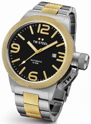 TW Steel Canteen Mens Silver & Gold 45mm Automatic Watch Black Dial CB45