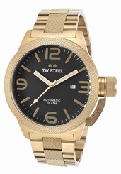 TW Steel Mens Canteen Watch Gold PVD Stainless Bracelet Date Automatic 50mm CB96