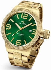 TW Steel Canteen Men's Gold 45mm Automatic Movement Watch Green Dial (CB225)