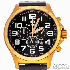 TW Steel Pilot Rose Gold Chronograph 45mm Men's Quartz Watch Leather Strap