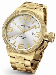 TW Steel Canteen Men's Gold 45mm Automatic Movement Watch Silver Dial (CB85)