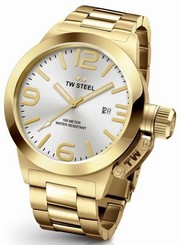 TW Steel - Canteen Collection - Men's Gold 50mm Quartz Watch Silver Dial (CB82)