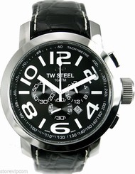 TW STEEL TW51 GRANDEUR Chrono Black and Steel 48mm Watch NEW! Fast Shipping!