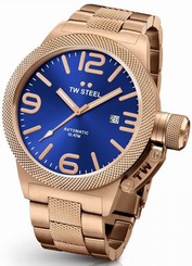 TW Steel Canteen Men's Rose Gold 50mm Automatic Movement Watch Blue Dial (CB186)