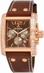 BRAND NEW TW Steel TW80 Brown leather Chronograph 45mm Bling Watch