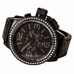 BRAND NEW TW Steel TW913 Black Leather 50mm Chronograph Watch BLING