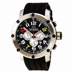 TW Steel TW608 Men's Grandeur Tech Black Dial Rubber Strap Chronograph Watch 8718215082477
