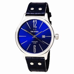 TW Steel TW1302 Gent's Slim Line Blue Dial Blue Leather Band Watch
