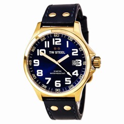 Fake AAA TW Steel Gent's TW404 Pilot Blue Leather Strap Rose Gold Steel Blue Dial Watch Watch