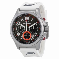 TW Steel Chronograph Black Dial White Rubber Mens Watch TW428