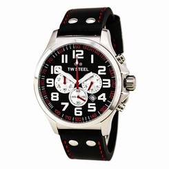TW Steel TW414 Gent's Black Leather Strap Black Dial Chrono Watch