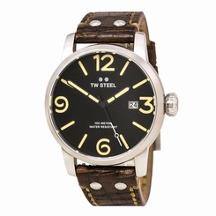TW Steel MS2 Gent's Black Dial Walnut Brown Leather Strap Watch
